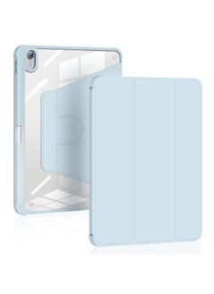 Applicable Ipad10 Generation Rotating Protective Sleeve Multi-gear Adjustment 10.2/10.9/miniTPU Pen Slot 360 Leather Case-Color:White Ice Blue (rotation)-Applicable Model:2025/2024（M2）air13
