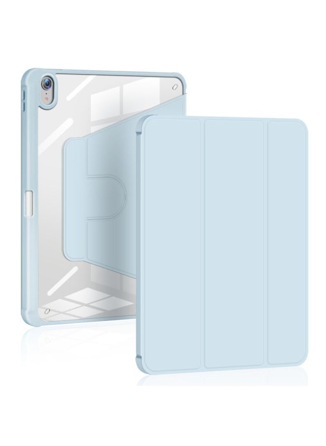 Generic - Applicable Ipad10 Generation Rotating Protective Sleeve Multi-gear Adjustment 10.2/10.9/miniTPU Pen Slot 360 Leather Case-Color:White Ice Blue (rotation)-Applicable Model:2025/2024（M2）air13 - Image 1