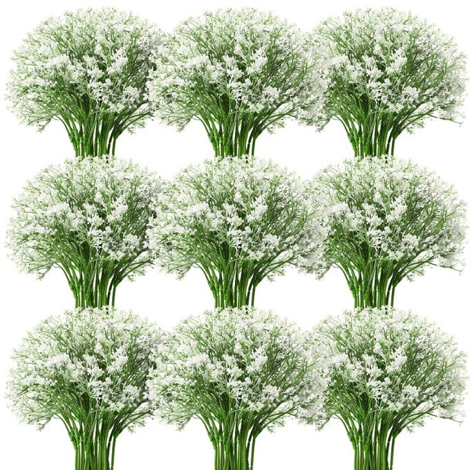 64 PIECES ARTIFICIAL FLOWERS PLASTIC BABY BREATH FLOWERS FAUX GYPSOPHILA DIY FLORAL BOUQUETS ARRANGEMENT BABY BREATH WEDDING PARTY DECORATION FOR PARTY HOME OFFICE GARDEN DECOR WHITE