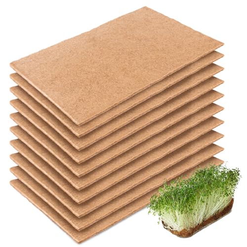 UCandy 10 Pack Jute Grow Mat for Microgreens, Hydroponic Grow Pads for Growing Tray Sprouting Trays Jute Fiber Seed Starter Planting for Micro Greens & Wheatgrass (10" x 20") - Image 1