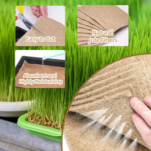 UCandy 10 Pack Jute Grow Mat for Microgreens, Hydroponic Grow Pads for Growing Tray Sprouting Trays Jute Fiber Seed Starter Planting for Micro Greens & Wheatgrass (10" x 20") - Image 2