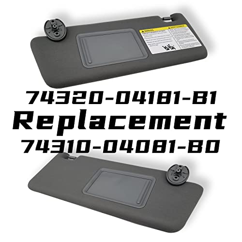 DIMEANI fit for Toyota Tacoma Sun Visor Replacement fit for 2005 2006 2007 2008 2009 2010 2011 2012 2013 2014 2015 Tacoma Without Light Driver & Passenger Side 74320-04181-B1 74310-04081-B0(2PCS-Gray) - Image 4
