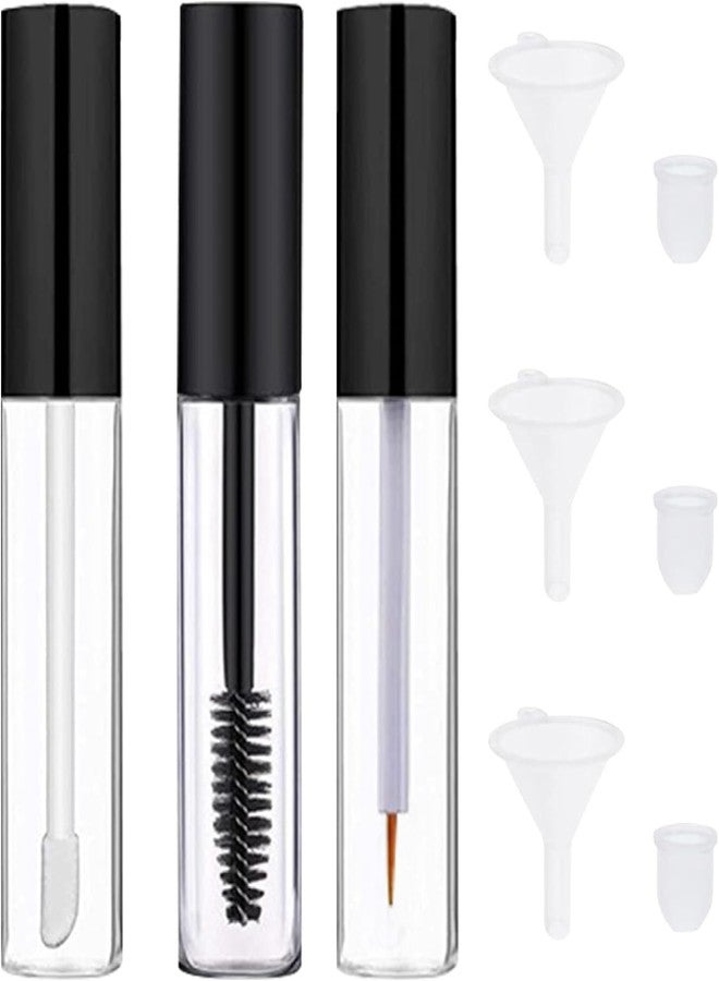 RAJry 3 PCS Set 10ml Empty Mascara Tube 10 ml Eyeliner Bottle 10 ml Lip Gloss Container with 3 Nos. Rubber Inserts and 3 Nos Funnels - Image 1