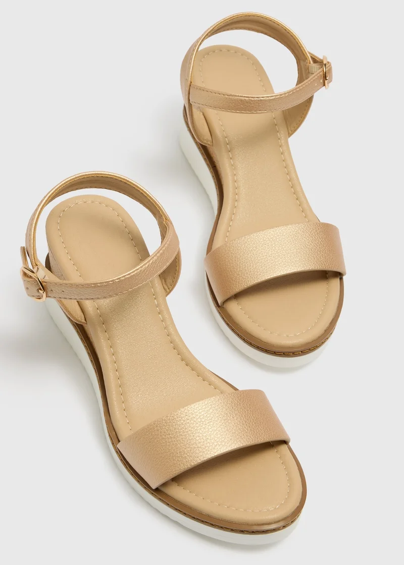 Matalan Soleflex Gold Comfort Wedge Sandals