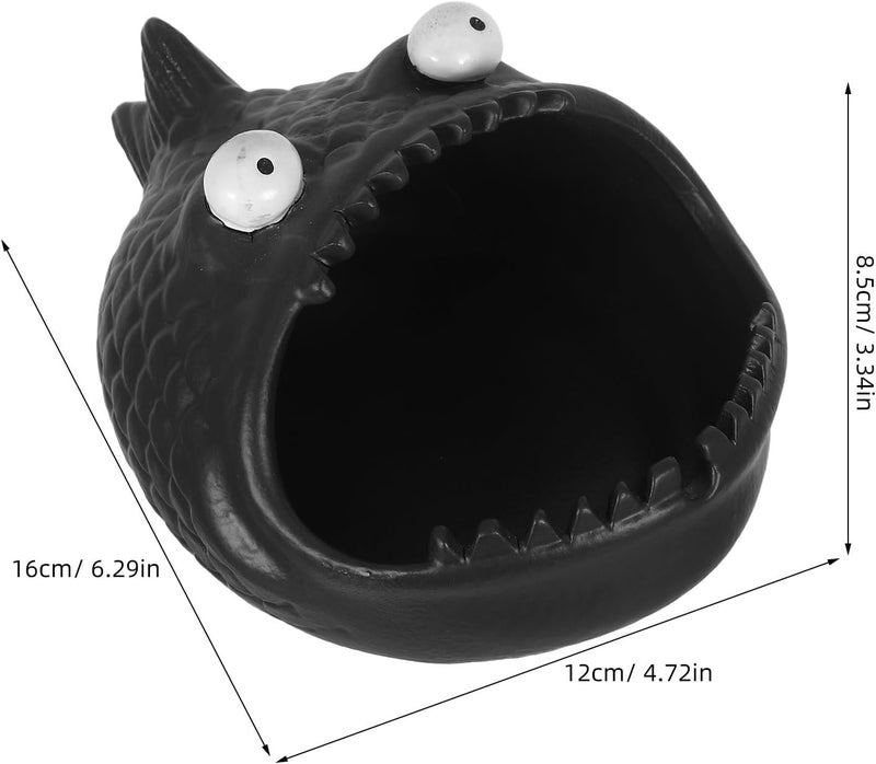 Ceramic Ashtray Large Mouth Fish Design Windproof Desktop Ash Tray Smokeless Office and Outdoor Tabletop Decorative Ash Holder for Smokers - Image 2