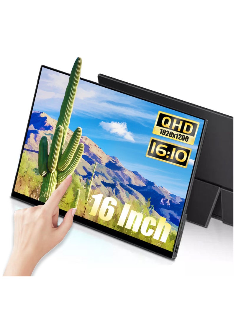 16" Portable Monitor, 1920x1200P Gaming HDMI USB-C External Secondary Display for Phones PCs PS-4 PS-5 Switch, Built-in Kickstand & Speakers  - Image 1
