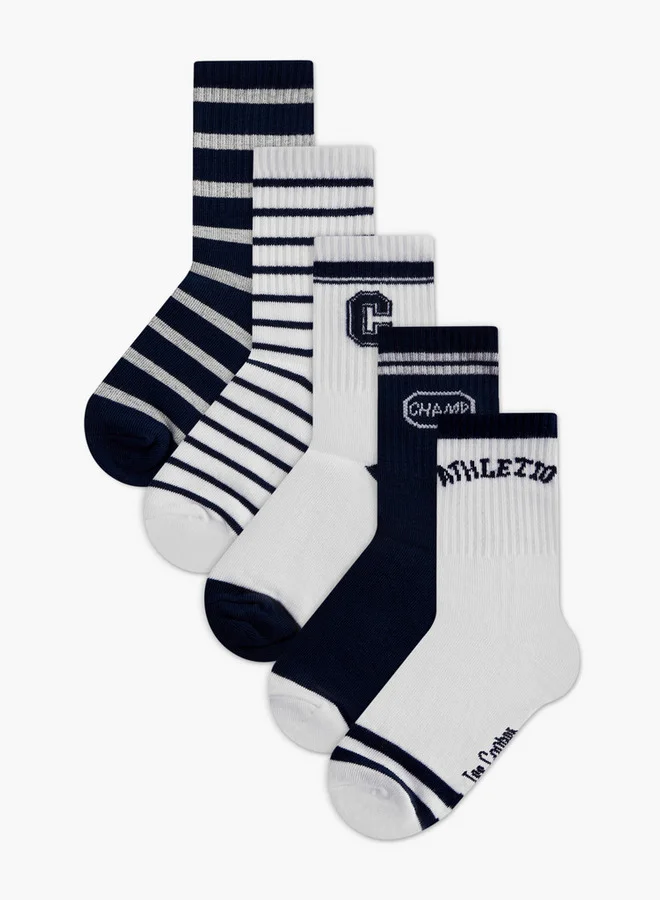 لي كوبر Textured Crew Length Socks - Set of 5