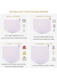HY 4PCS Mesh Laundry Bags Laundry Net Bag Drawstring Reusable Durable Washing Net Bag for Clothes Underwear Delicates Socks Baby Clothes Bra Shoes Knitted Garments  - Image 2