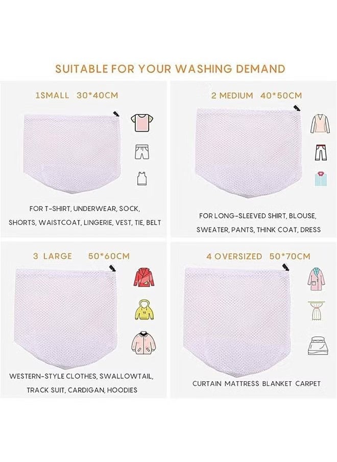 HY - 4PCS Mesh Laundry Bags Laundry Net Bag Drawstring Reusable Durable Washing Net Bag for Clothes Underwear Delicates Socks Baby Clothes Bra Shoes Knitted Garments - Image 1