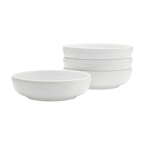 Everyday White by Fitz and Floyd Beaded Dinner Pasta Bowls, Set of 4 - Image 1
