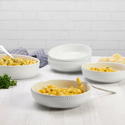 Everyday White by Fitz and Floyd Beaded Dinner Pasta Bowls, Set of 4 - Image 5