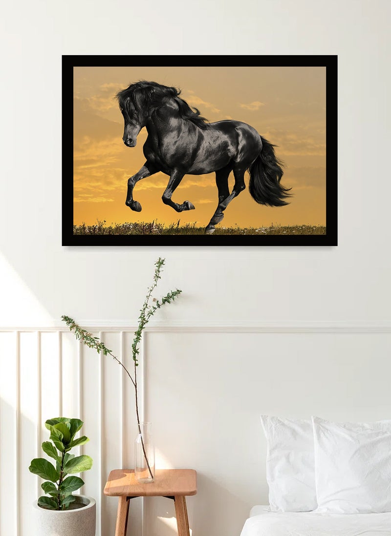 Spoil Your Wall ملصقات جدارية مع صورة حصان في حركة وإطار أسود - فنون جدارية لتزيين المنزل وإطارات صور - 40x55 سم من Spoil Your Wall - Image 2