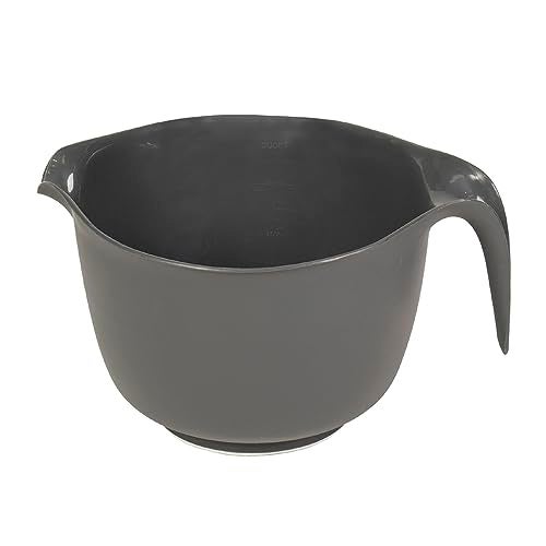 Glad Mixing Bowl with Handle 3 Quart Heavy Duty Plastic with Pour Spout and NonSlip Base Dishwasher Safe Kitchen Supplies for Cooking and Baking Grey - Image 1