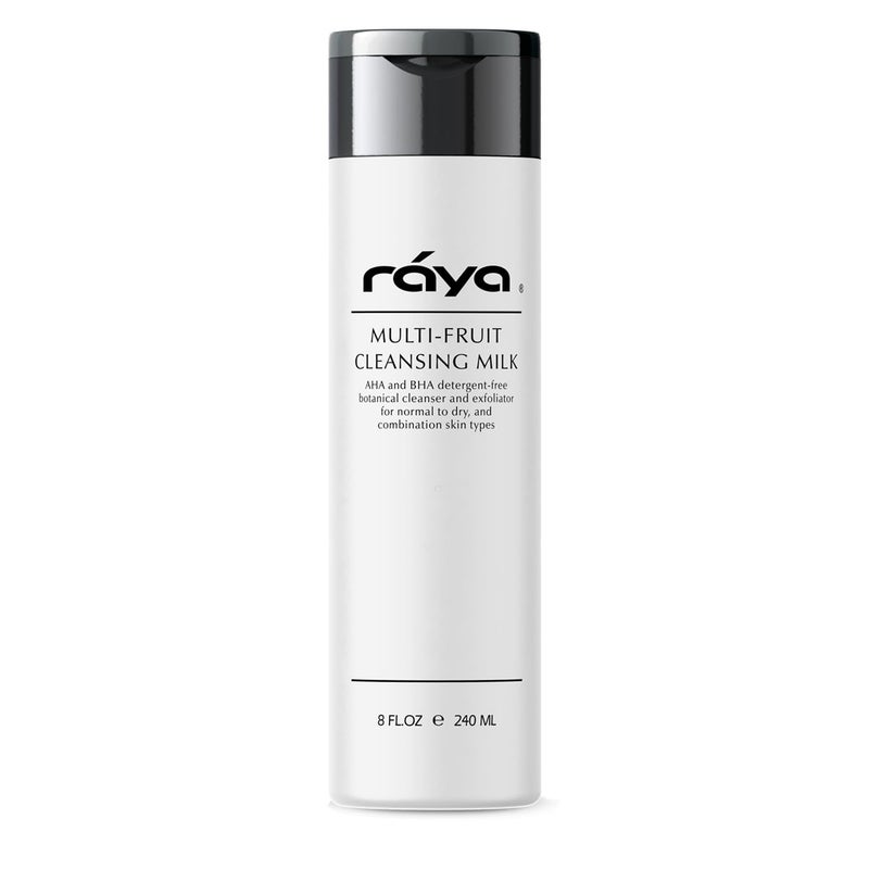 Raya MultiFruit Facial Cleansing Milk with AHA and BHA 8 oz G154  Exfoliating SoapFree Cleanser and MakeUp Remover for Dry and Combo Skin  Made with MultiFruit Alpha and Beta Hydroxy Acids