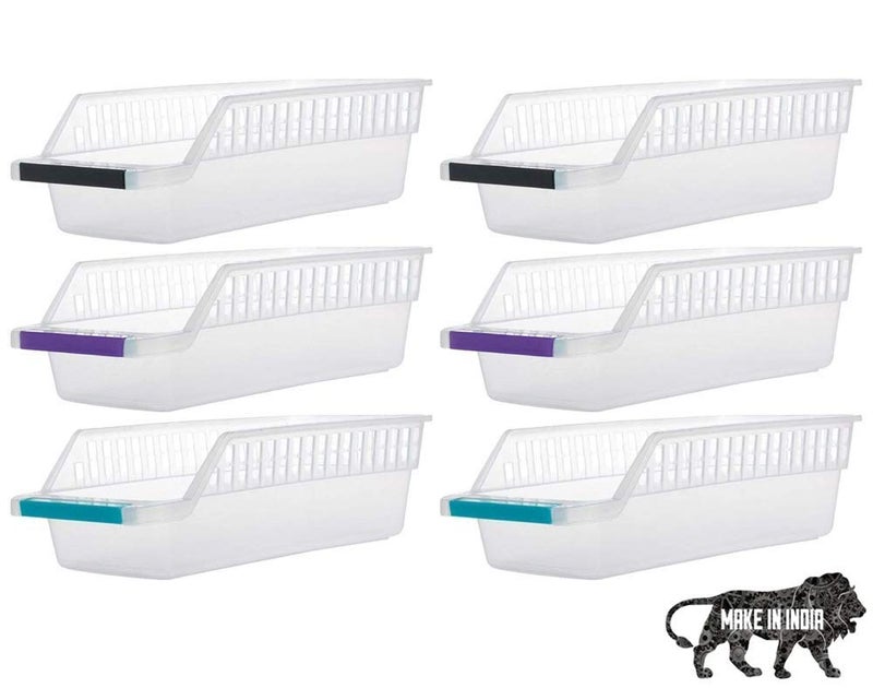 MALL SKY MALL Plastic Fridge Space Saver Egg Basket Food Storage Organizer Rack MultiColor Pack of 4 - Image 2