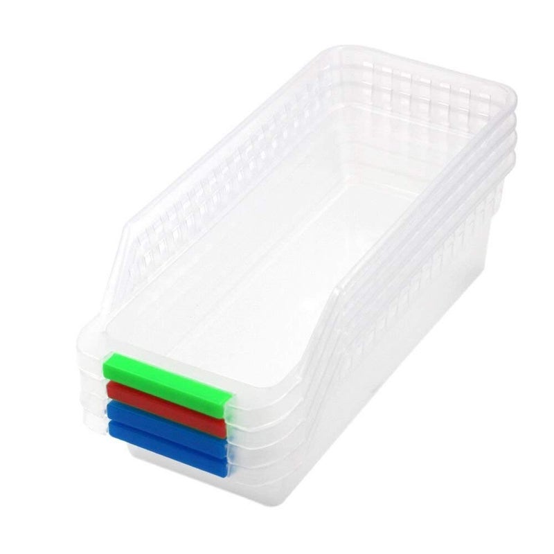MALL SKY MALL Plastic Fridge Space Saver Egg Basket Food Storage Organizer Rack MultiColor Pack of 4 - Image 1