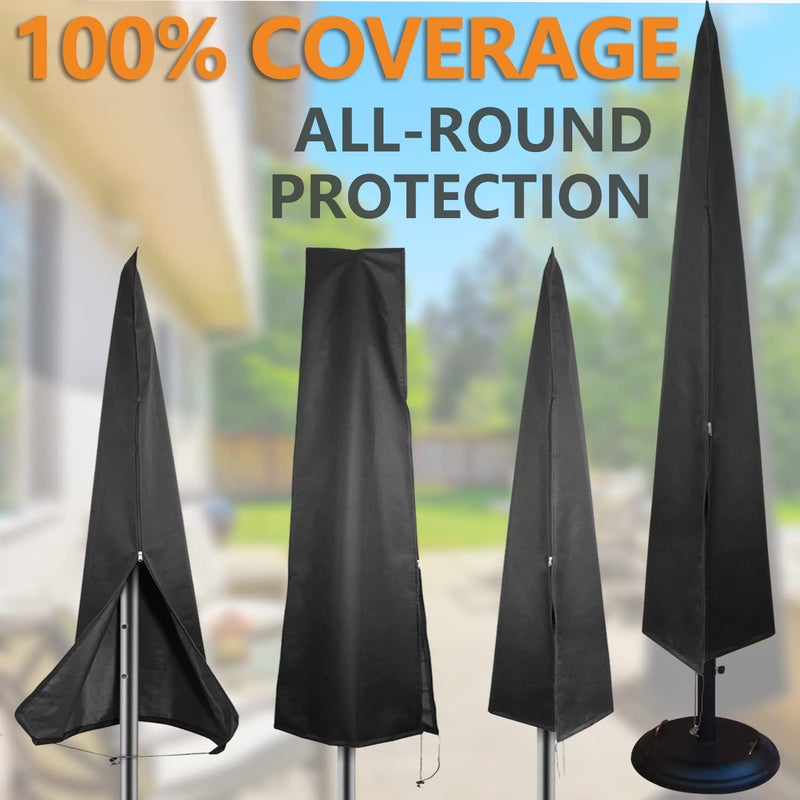 Petask Umbrella Covers,Patio Waterproof Market Parasol Covers with Zipper for 7ft to 11ft Outdoor Umbrellas Large - Image 5