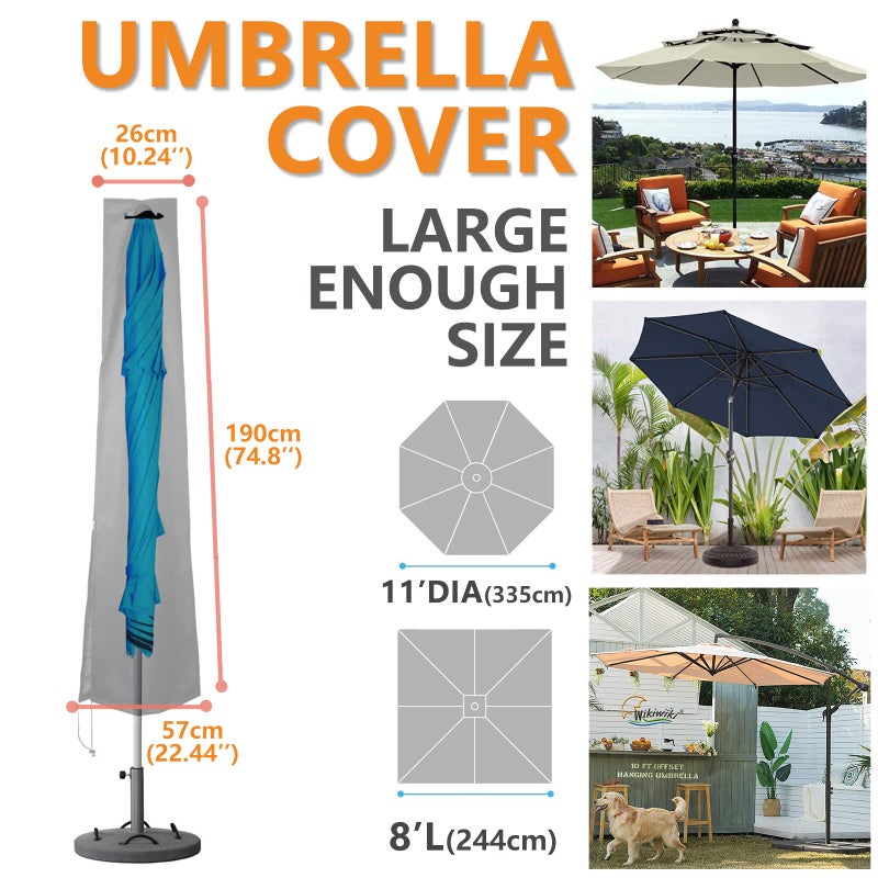 Petask Umbrella Covers,Patio Waterproof Market Parasol Covers with Zipper for 7ft to 11ft Outdoor Umbrellas Large - Image 3