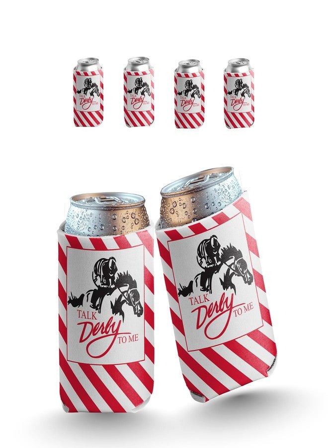 VictoryStore Derby Can Cooler (6 Pack) - Black, White, Red - 12 oz - Foam - Beverage Insulator - Image 1