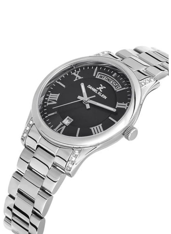 Stainless Steel daniel_klein women Black Dial round Analog Wrist Watch DK.1.13227-2