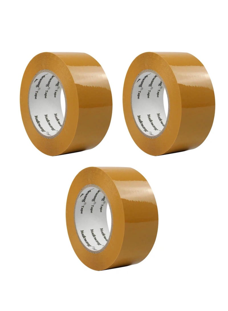 vsell24 3 Pieces of Heavy-Duty 100-Yard Brown Packing Tape Perfect for Sealing Parcel Boxes, Moving Boxes, Large Postal Bags, and Office Supplies  - Image 1
