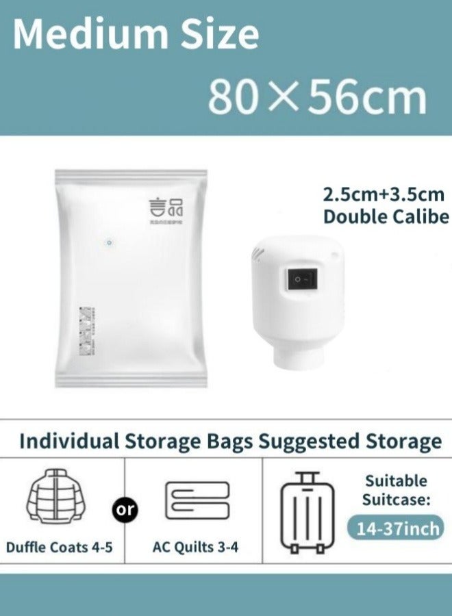5Pcs Vacuum Storage Bags, 80 x 56cm Space Saver Bags Reusable Vacuum Seal Bags Vacuum Sealed Compression Bags with Electric Pump,Valve, Zip Sealed, for Clothes, Mattress, Blanket, Duvets, Pillows, Comforters, Quilt, Travel - Image 2