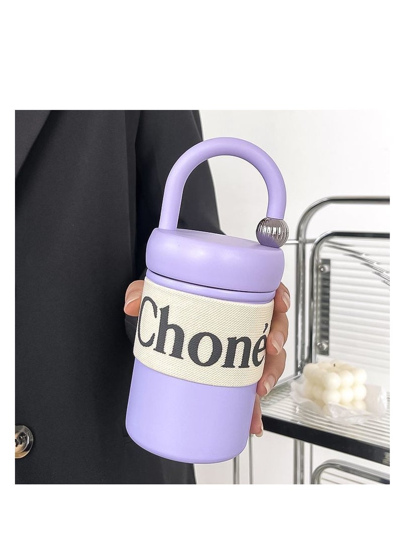 general Insulated cup simple stainless steel portable coffee cup popular fashion product delicate and sophisticated niche cup for work office leisure large capacity - purple (400ml) - Image 1
