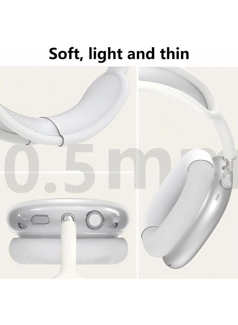 TPU Case Cover for AirPods Max 2/1 Headphones, Ear Pad Case/Ear Cups Cover/Headband Cover for AirPods Max, Accessories Soft Silicone Skin Protector (Clear White) - Image 4