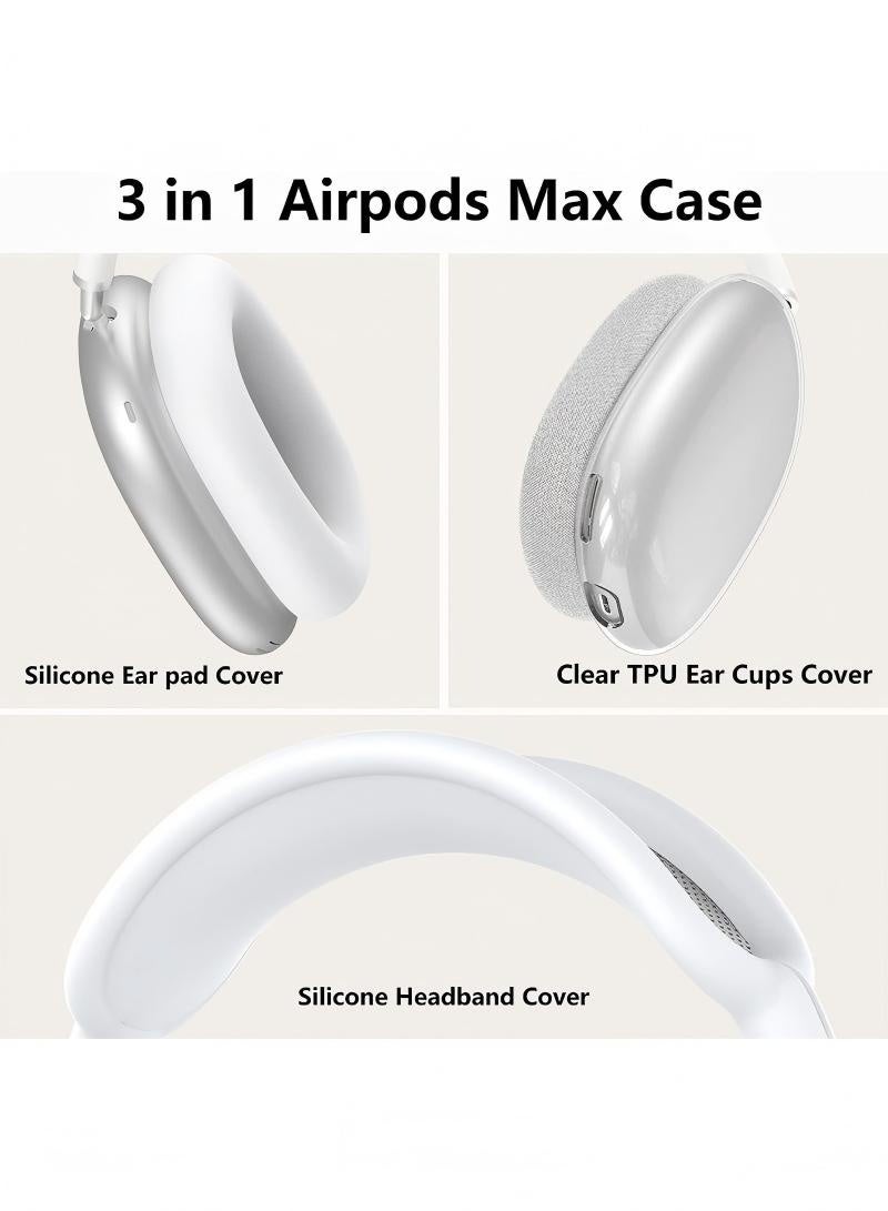 TPU Case Cover for AirPods Max 2/1 Headphones, Ear Pad Case/Ear Cups Cover/Headband Cover for AirPods Max, Accessories Soft Silicone Skin Protector (Clear White) - Image 5