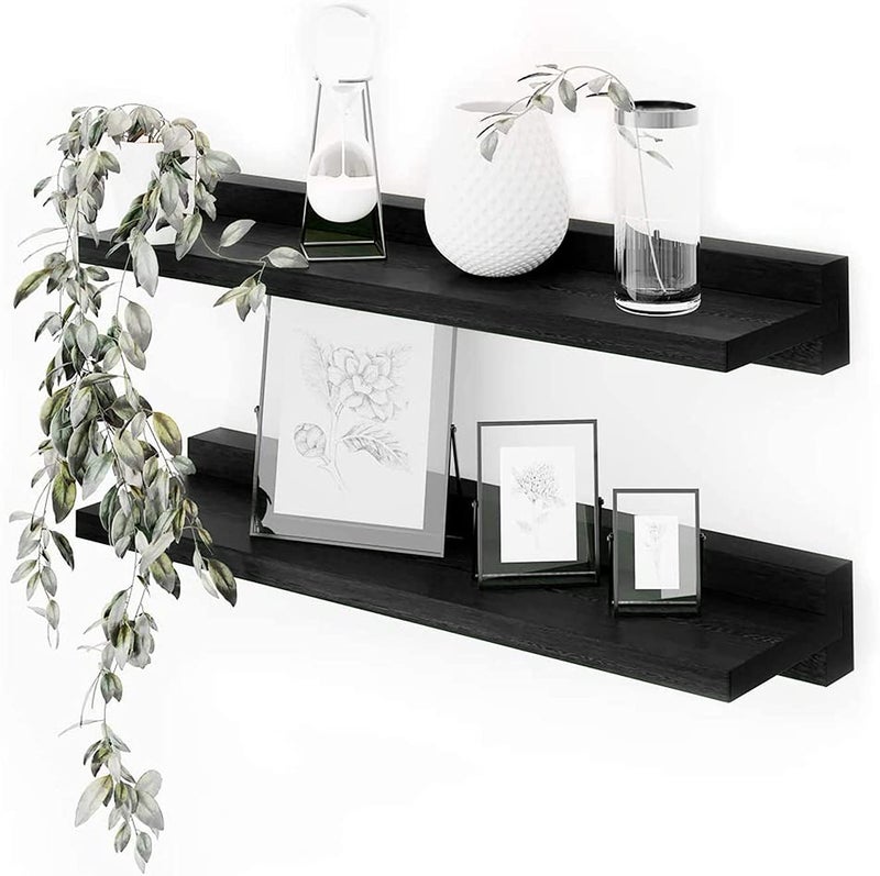 OGNIJA OGNIJA Floating Shelves 2 PCS Rustic Natural Wood Display Wall Shelf for Organize Bedroom Living Room Farmhouse Kitchen Bathroom Traditional Wooden Simple Storage Home Decor Wall Mounted