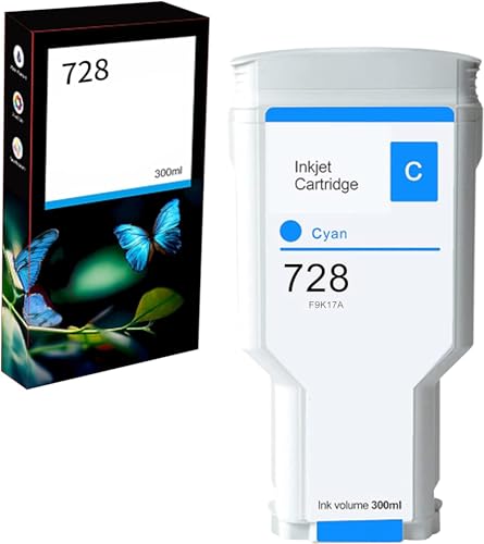 AYMSous Compatible Ink Cartridge Replacement for HP 728 Cyan 300ML F9K17A for HP DesignJet T730 36in Printer T830 24in MFP T830 36in MFP Cyan 1Pack - Image 1