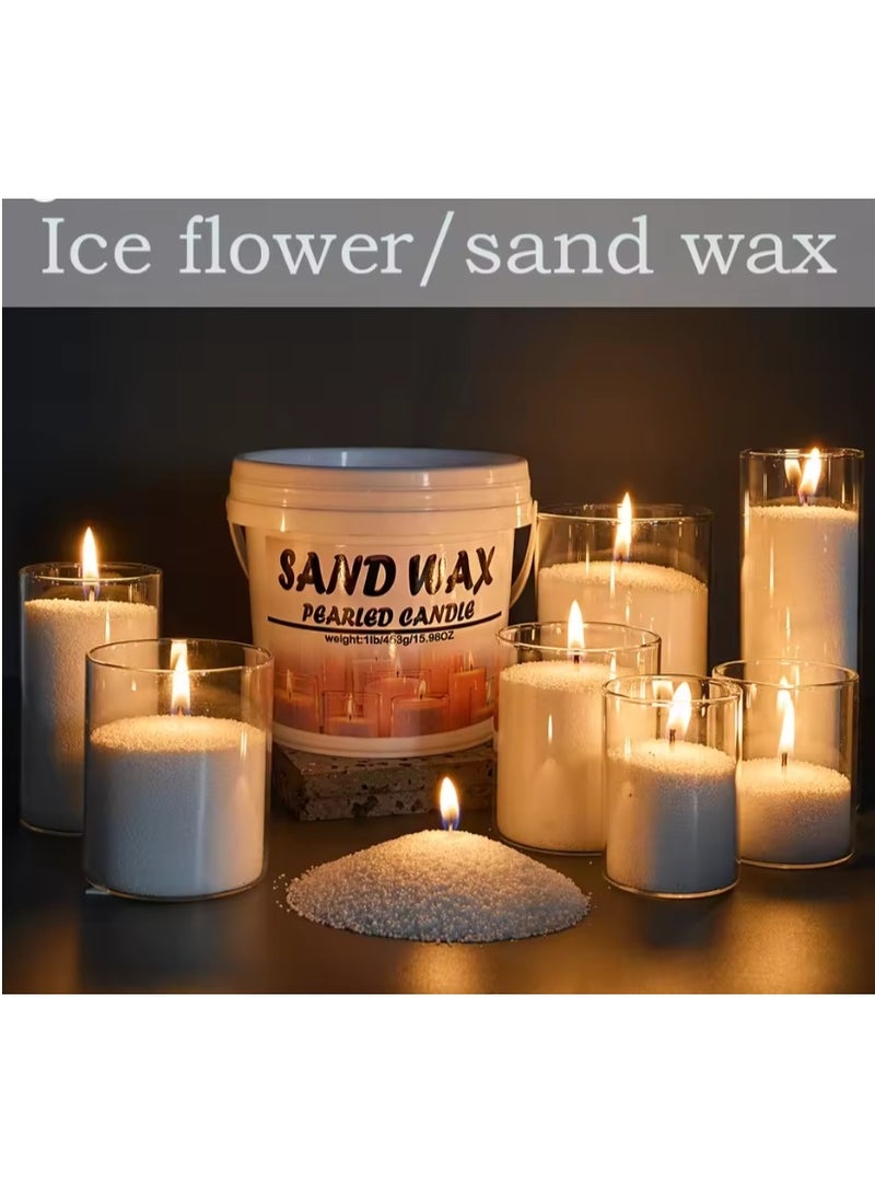 الواحة-TH 1 رطل من شمع الرمل واللؤلؤ وأدوات صنع الشموع المعطرة يدويًا وشمع الزهور الجليدية وشمع ندفة الثلج والرمل وملحقات الرسم - Image 2