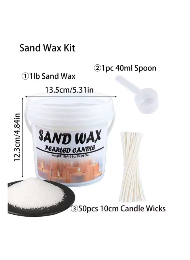 الواحة-TH 1 رطل من شمع الرمل واللؤلؤ وأدوات صنع الشموع المعطرة يدويًا وشمع الزهور الجليدية وشمع ندفة الثلج والرمل وملحقات الرسم - Image 5