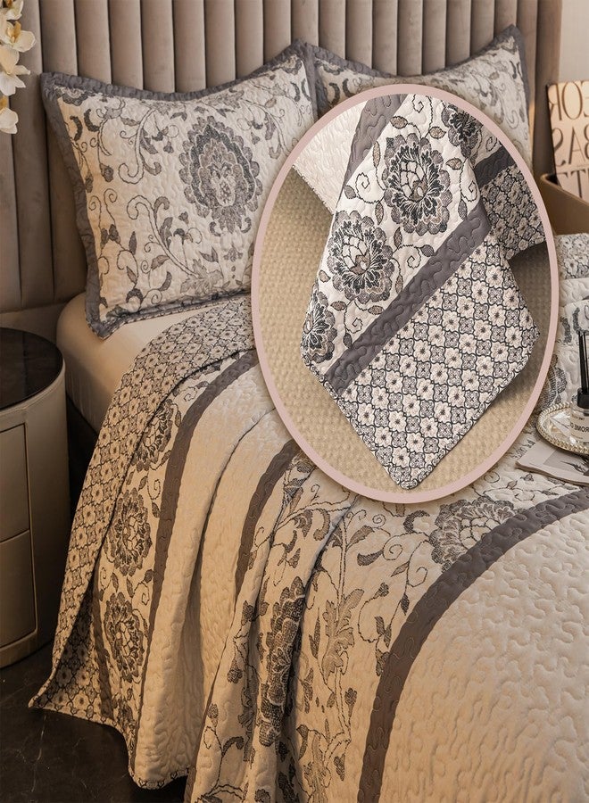 BEITE FIBER Nordic Style Twin Size Comforter Quilt Sets -2 Pieces Red Quilts 100% Cotton(1Quilt,1 Pillow Shams) with Reversible Bedspreads Bohemian Patchwork Bedding Set Sleep Companion(Grey) - Image 3
