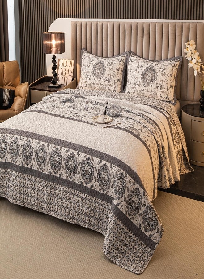 BEITE FIBER Nordic Style Twin Size Comforter Quilt Sets -2 Pieces Red Quilts 100% Cotton(1Quilt,1 Pillow Shams) with Reversible Bedspreads Bohemian Patchwork Bedding Set Sleep Companion(Grey) - Image 4