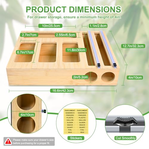 MSJGA Magnetic Food Bag Storage Organizer for Drawer or Refrigerator, Compatible with Gallon,Quart, Sandwich, Snack & Variety Size Bags - Image 3