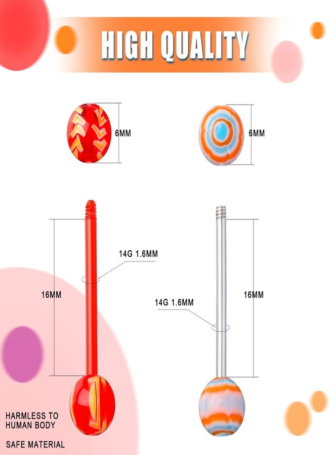 Jadive 200 Pcs Tongue Rings for Women 14g 16 mm Acrylic Mix Tongue Rings Set Nipple Bar Stainless Steel Straight Barbells Body Piercing Jewelry Candy Assorted Colors - Image 2