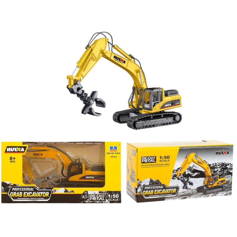 Grab Excavator Truck 1/50 Diecast Model - Yellow - 1713