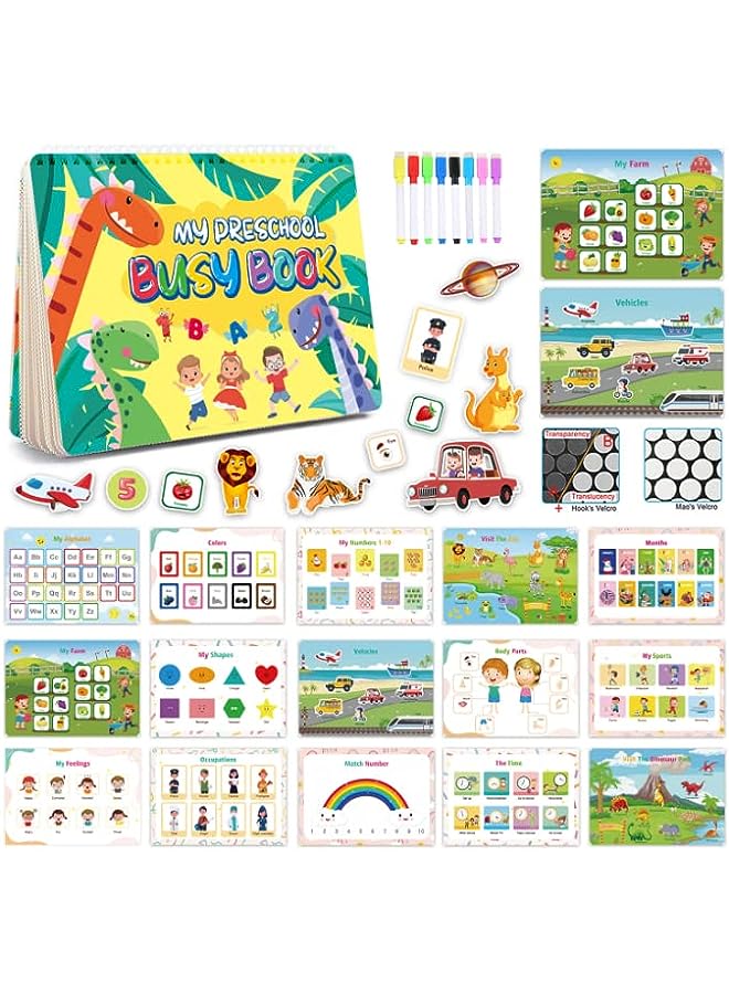 vesus Book for Kids, Montessori Toys for Toddlers, Educational Toys, 12 Pages Toddler Preschool Activity Binder and Early Learning Toys Book - for Boys & Girls Develops Fine Motor Skills - Image 1