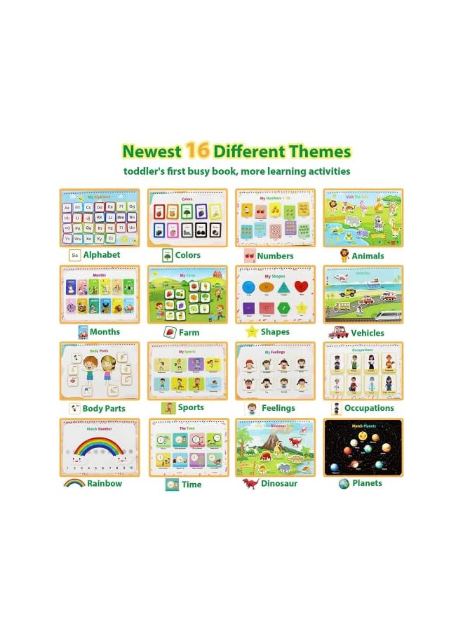 vesus Book for Kids, Montessori Toys for Toddlers, Educational Toys, 12 Pages Toddler Preschool Activity Binder and Early Learning Toys Book - for Boys & Girls Develops Fine Motor Skills - Image 2