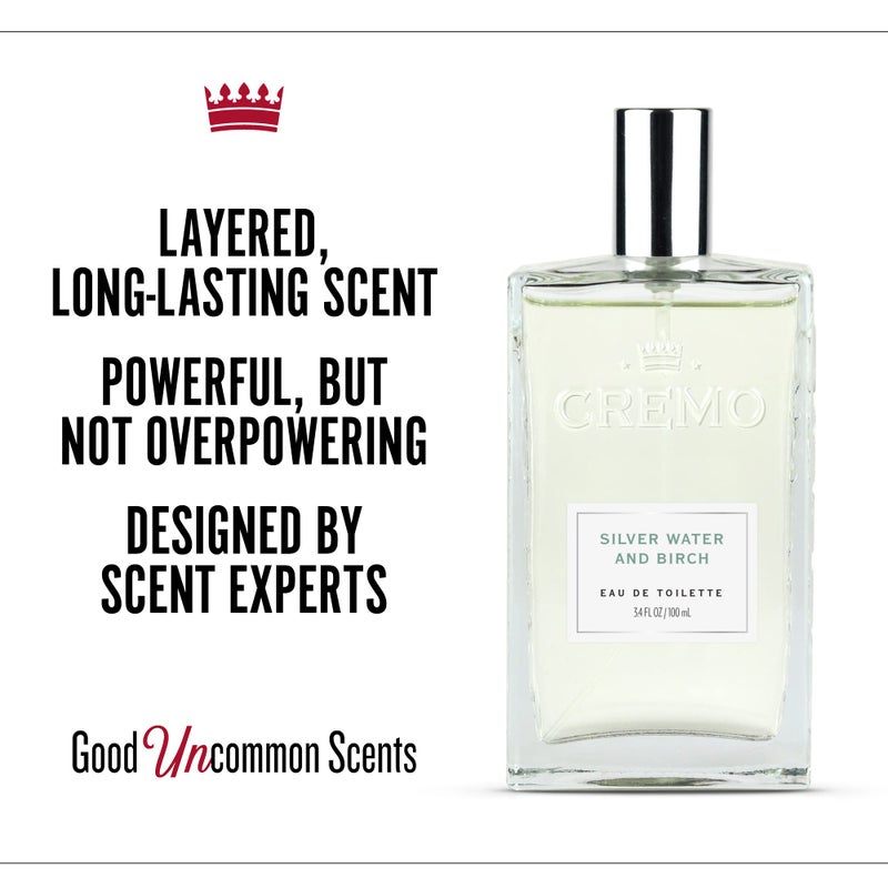 Cremo Silver Water & Birch Cologne Spray, A Crisp Scent with Notes of Forest Moss, Lavender and White Birch, 3.4 Fl Oz - Image 3
