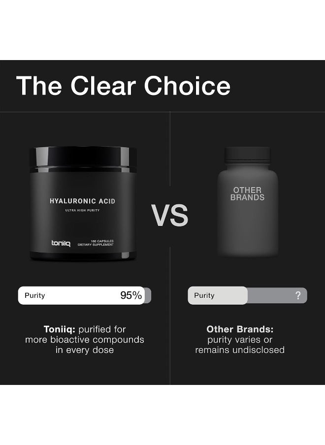 Toniiq Ultra High Purity Hyaluronic Acid Capsules - 95%+ Highly Purified And Highly Bioavailable - 275Mg Formula - Non-Gmo Fermentation - High Strength With Vitamin C - 180 Capsules  - Image 3