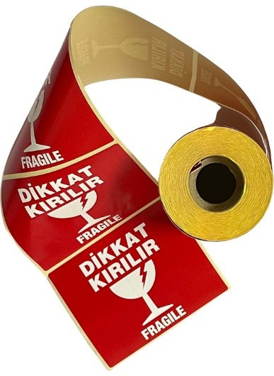 Svs Label Plastic 100X100 250 Wrap Caution Fragile Label