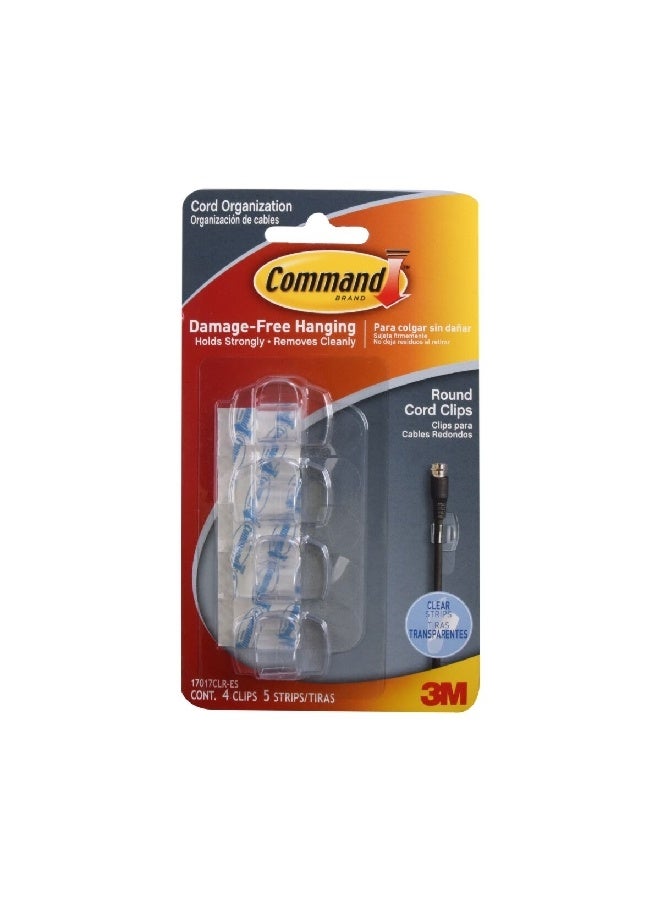 3M Round Cord Clips Clear Small 17017CLRES