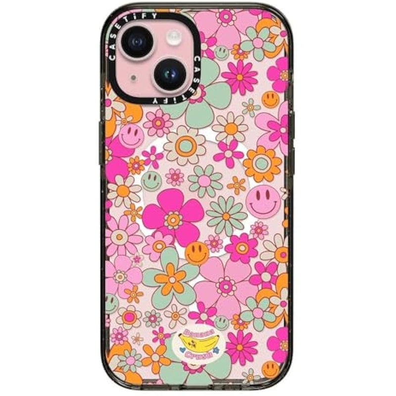 كاستيفي CASETiFY Impact Case for iPhone 15 【8.2ft 4X Military Grade Drop Protection/Compatible with Magsafe】 - Groovy Pattern Clear - Clear Black - Image 1