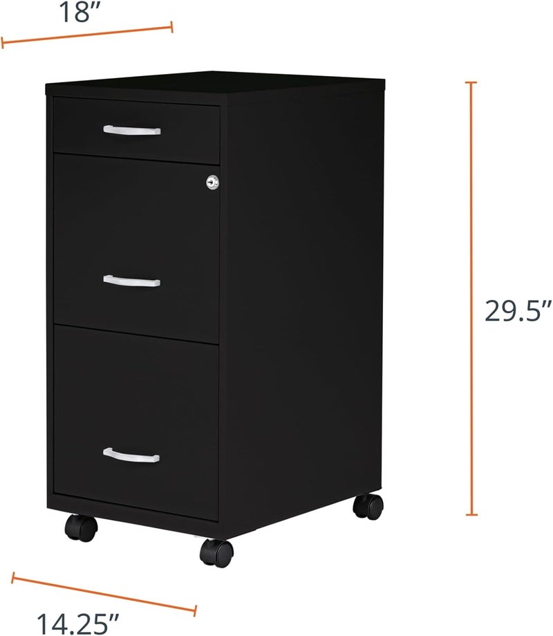 Lorell LYS SOHO Box/File/File 3-Drawer Mobile File Cabinet, Black - Image 2