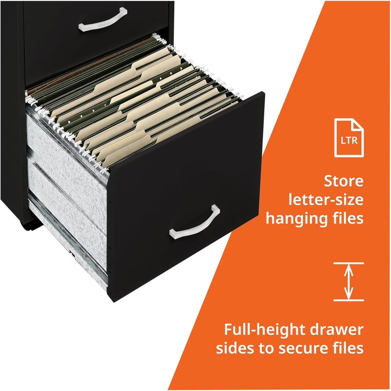 Lorell LYS SOHO Box/File/File 3-Drawer Mobile File Cabinet, Black - Image 4