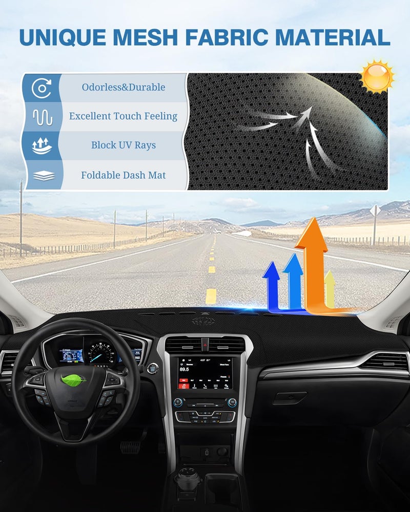 FIILINES Dash Cover Fit for Ford Fusion 2013-2020 Dashboard Cover Fusion Accessories Dash Mat Sunshade Nonslip Mesh Protector No Glare - Image 5