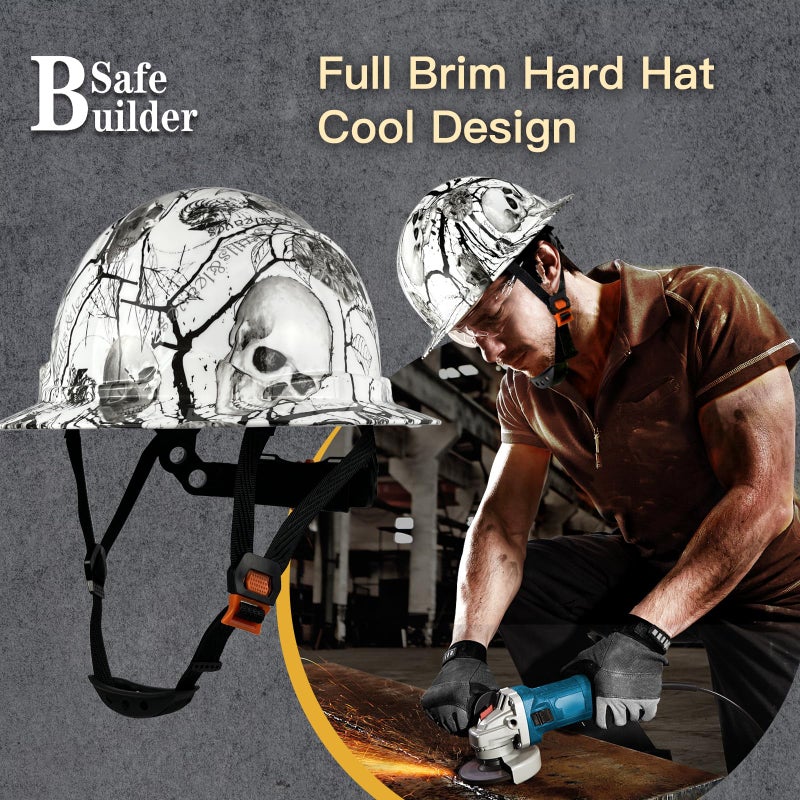 SAFEBUILDER SBD-G1C Construction Full Brim Safety Helmet HDPE Hard Hat Vented OSHA Approved Hardhats Sunshade Carbon Fiber Pattern Industrial Work Certified ANSI/ISEA Z89.1 (KLT Full Brim Hard Hat) - Image 5
