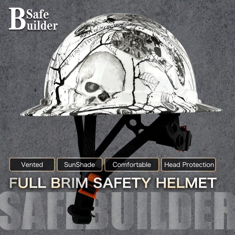 SAFEBUILDER SBD-G1C Construction Full Brim Safety Helmet HDPE Hard Hat Vented OSHA Approved Hardhats Sunshade Carbon Fiber Pattern Industrial Work Certified ANSI/ISEA Z89.1 (KLT Full Brim Hard Hat) - Image 2